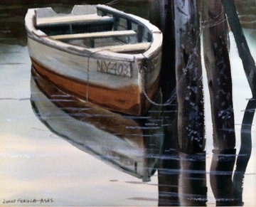 NY403, Rowboat Watercolor 11x14 Watercolor - James Feriola NY403, Rowboat Watercolor 11x14 Watercolor - James Feriola