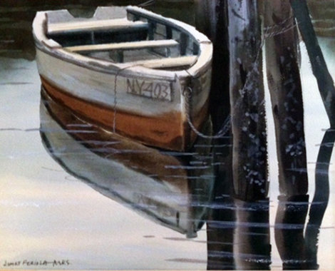 NY403, Rowboat Watercolor 11x14 Watercolor - James Feriola