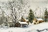Farm in Winter Snow Watercolor 1980 26x32 Watercolor by James Feriola - 0