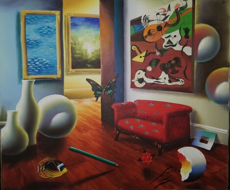 Untitled Interior 22x26 Original Painting - (Fernando de Jesus Oliviera) Ferjo