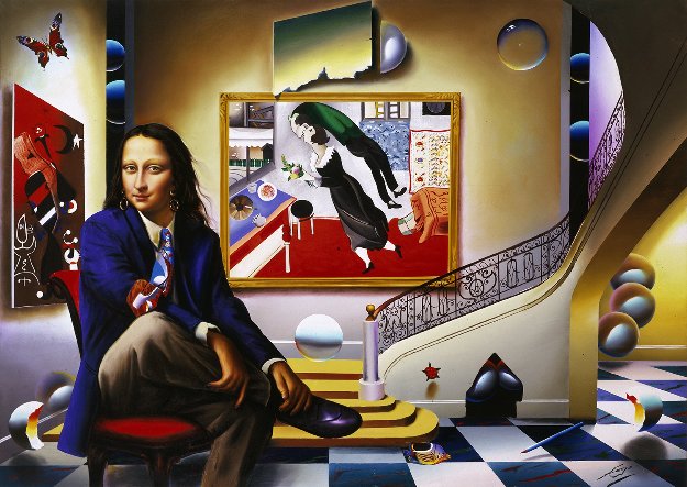 Mona With Chagall 2005 Limited Edition Print by (Fernando de Jesus Oliviera) Ferjo Mona With Chagall 2005 Limited Edition Print by (Fernando de Jesus Oliviera) Ferjo