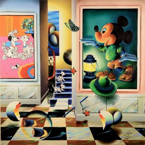 Homage to Mickey Mouse 2009  40x40 Disney Huge Original Painting - (Fernando de Jesus Oliviera) Ferjo
