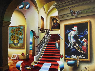 Stairway With Chagall And Van Gogh 40x30 Huge Original Painting - (Fernando de Jesus Oliviera) Ferjo Stairway With Chagall And Van Gogh 40x30 Huge Original Painting - (Fernando de Jesus Oliviera) Ferjo