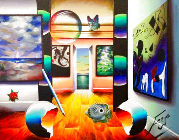 Hanging With Miro and Picasso 11x14 Original Painting - (Fernando de Jesus Oliviera) Ferjo Hanging With Miro and Picasso 11x14 Original Painting - (Fernando de Jesus Oliviera) Ferjo