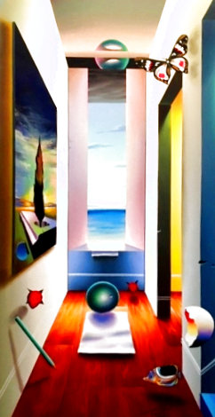 Untitled Surrealist Painting 2001 56x32  Huge Original Painting - (Fernando de Jesus Oliviera) Ferjo