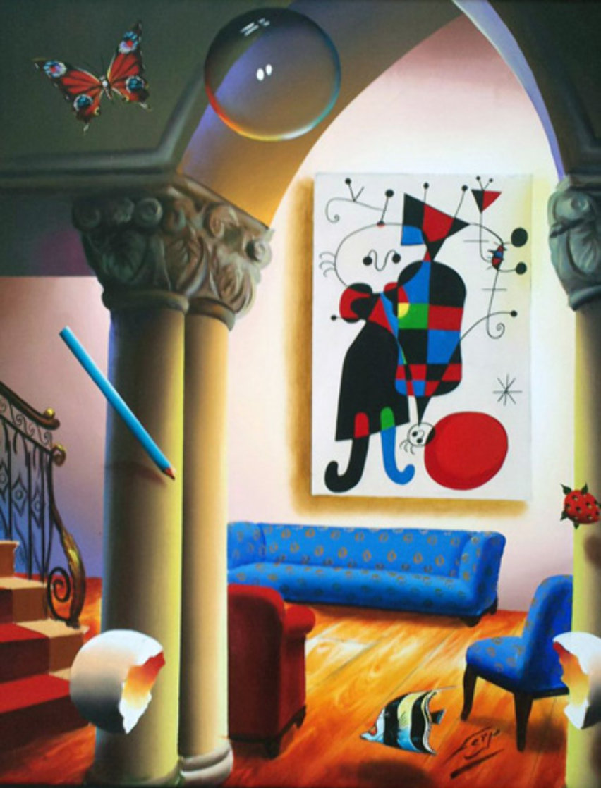Untitled Interior with Miro Painting 37x31 Original Painting by (Fernando de Jesus Oliviera) Ferjo Untitled Interior with Miro Painting 37x31 Original Painting by (Fernando de Jesus Oliviera) Ferjo
