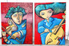 Ready Set Go Set of 2 Paintings - 2005 56x20 - Huge Original Painting by Carlos Ferreyra - 1