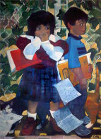 Cat Ate My Homework 1994 48x36 Huge Original Painting by Sonya Fe - 0 Cat Ate My Homework 1994 48x36 Huge Original Painting by Sonya Fe - 0