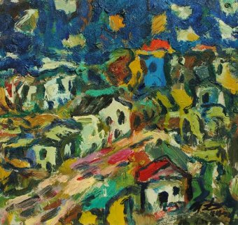 Little Houses 2013 9x9 Original Painting - Ivan Filichev Little Houses 2013 9x9 Original Painting - Ivan Filichev