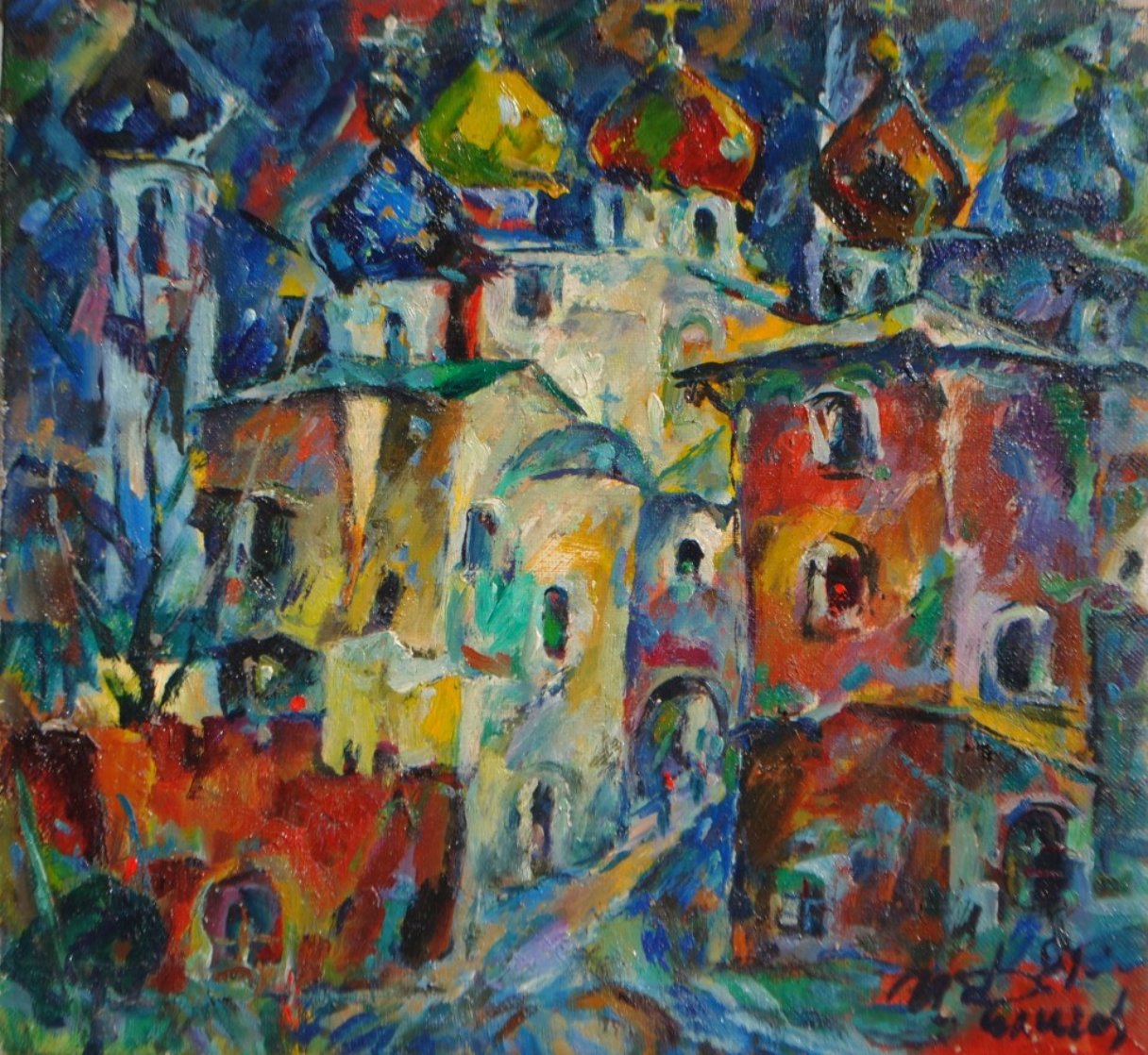 Monastery Domes 1995 18x20 Original Painting by Ivan Filichev