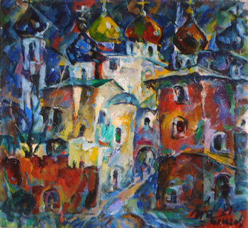 Monastery Domes 1995 18x20 Original Painting - Ivan Filichev