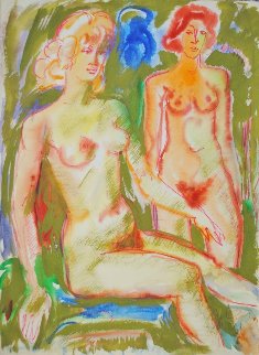 Two Nudes Watercolor 1979 19x14 Watercolor - Ivan Filichev Two Nudes Watercolor 1979 19x14 Watercolor - Ivan Filichev
