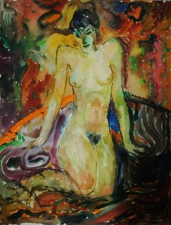 Nude Woman Watercolor  1978 19x14 Watercolor - Ivan Filichev