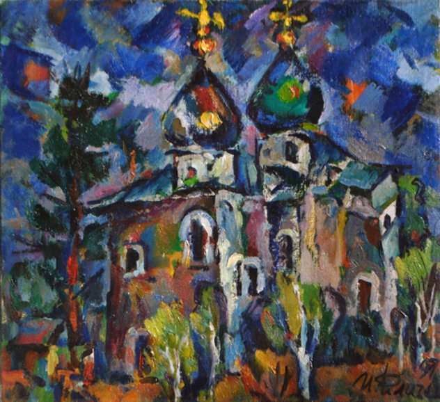 Church 1997 19x20 Original Painting by Ivan Filichev