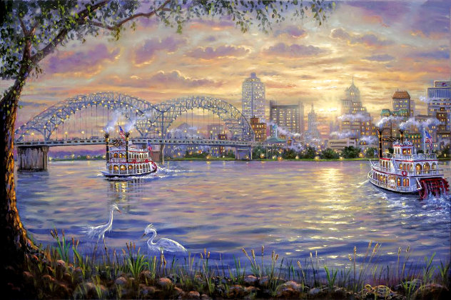 Memphis, Rolling on the River AP 2014 Embellished - Tennessee Limited Edition Print by Robert Finale
