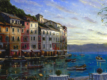 Portofino Sunrise 2007 Embellished - Huge - Italy Limited Edition Print - Robert Finale