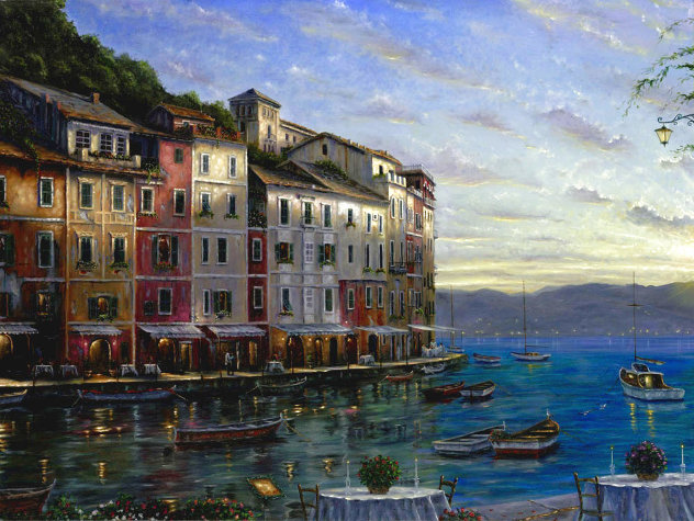 Portofino Sunrise 2007 Embellished - Huge - Italy Limited Edition Print by Robert Finale