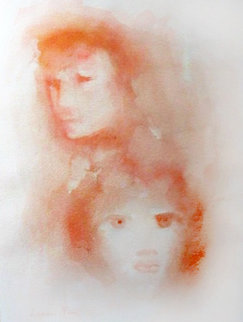 Red Faces 1970 Watercolor - Leonor Fini Red Faces 1970 Watercolor - Leonor Fini