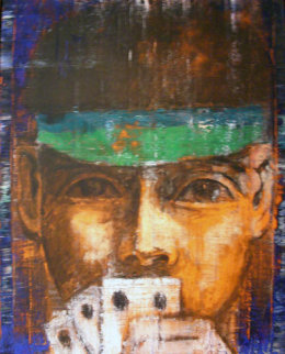 Poker Player 1986 40x30 Original Painting - Aaron Fink Poker Player 1986 40x30 Original Painting - Aaron Fink