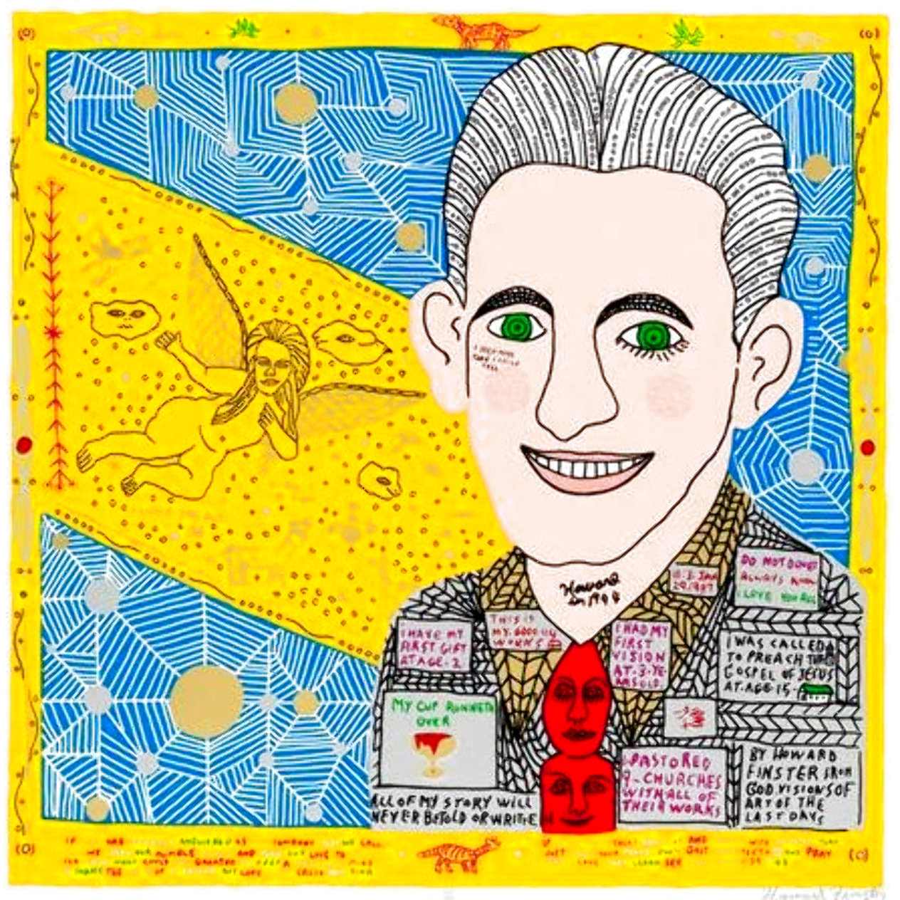 1944 1996 Serigraph 26x26 by Howard Finster For Sale on Art Brokerage