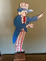 Uncle Sam Wooden Sculpture 1991 11 in Sculpture by Howard Finster - 1 Uncle Sam Wooden Sculpture 1991 11 in Sculpture by Howard Finster - 1