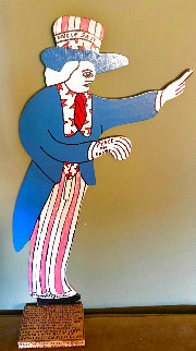 Uncle Sam Wooden Sculpture 1991 11 in Sculpture - Howard Finster Uncle Sam Wooden Sculpture 1991 11 in Sculpture - Howard Finster