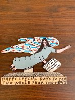 Angel of Birthdays 1993 11x7 Signed 3 Times Original Painting by Howard Finster - 1 Angel of Birthdays 1993 11x7 Signed 3 Times Original Painting by Howard Finster - 1