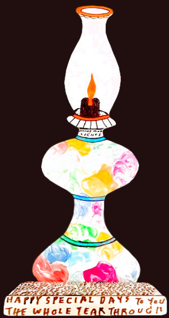 Happy Special Days Lamp 1993 19x7 - Early Sculpture by Howard Finster