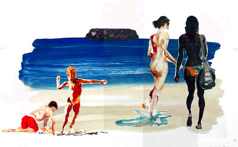 Girls Walking and Boy Throwing 2017 - Huge Limited Edition Print - Eric Fischl