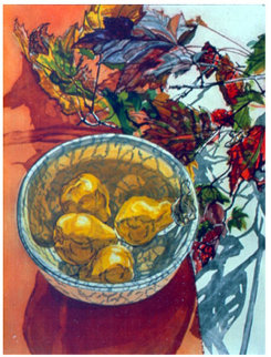 Pears and Autumn Leaves 1988 Limited Edition Print - Janet Fish