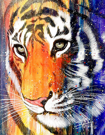 Eyes of the Tiger 2019 33x27 Original Painting - Stephen Fishwick