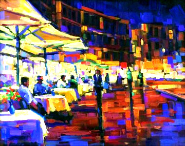 Cappuccino With Friends 2005 Embellished Limited Edition Print - Michael Flohr Cappuccino With Friends 2005 Embellished Limited Edition Print - Michael Flohr