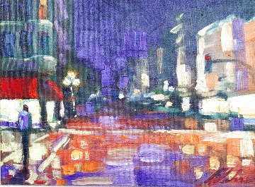 City Street 2004 16x19 Original Painting - Michael Flohr City Street 2004 16x19 Original Painting - Michael Flohr