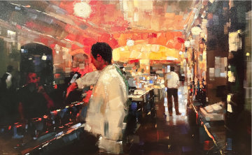 Friday Night Mixed Media 2002 31x47 Huge Original Painting - Michael Flohr Friday Night Mixed Media 2002 31x47 Huge Original Painting - Michael Flohr