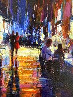 Untitled Romantic Street Scene 2015 36x24 Original Painting by Michael Flohr - 3