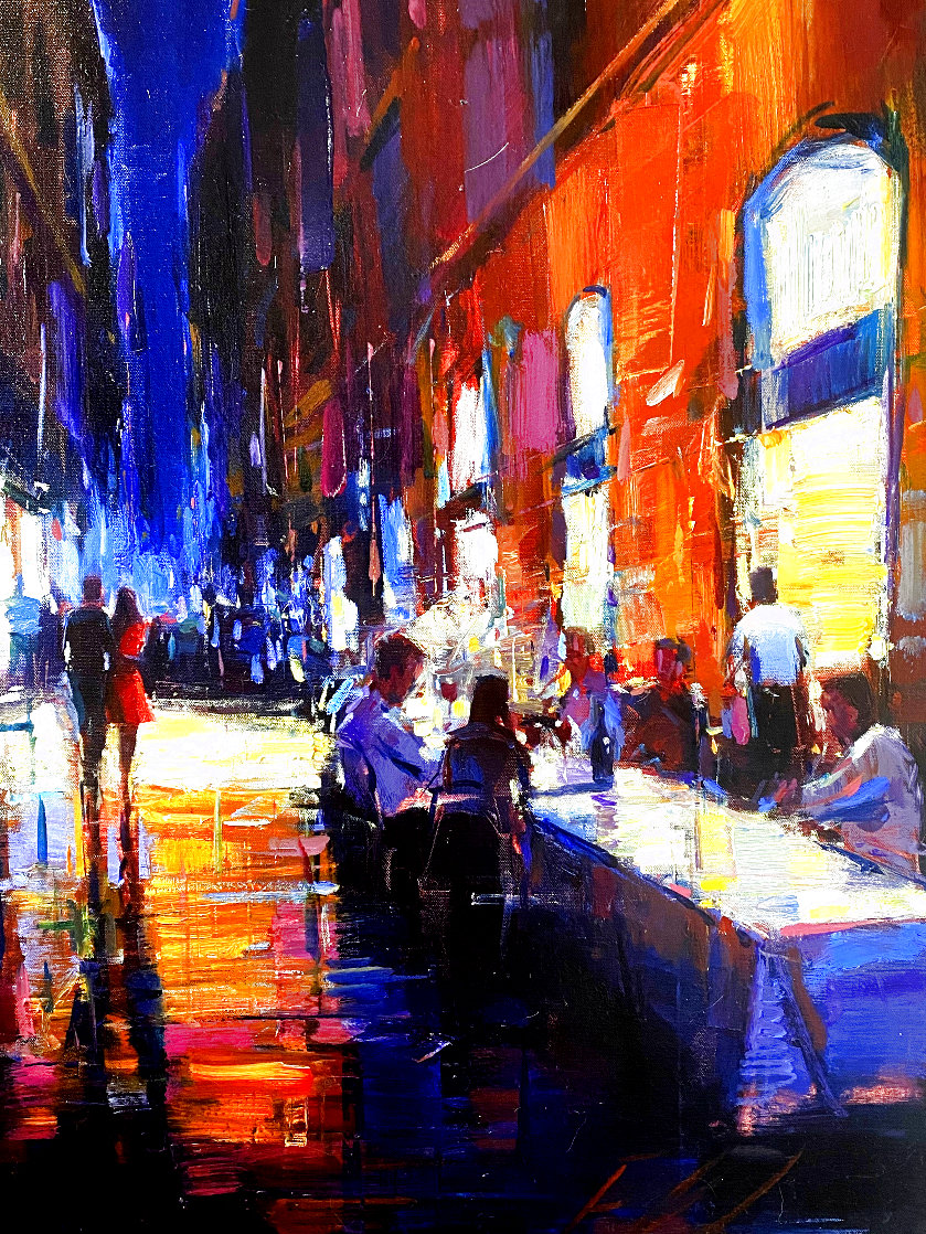 Untitled Romantic Street Scene 2015 36x24 Original Painting by Michael Flohr