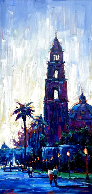 California Belltower 2008 47x33  - San Diego Original Painting by Michael Flohr