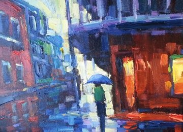 Out in the Rain 2004 18x21 Original Painting - Michael Flohr Out in the Rain 2004 18x21 Original Painting - Michael Flohr