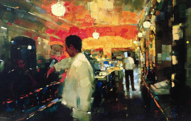 Friday Night 2002 - Framed  Embellished Giclee on Canvas - Huge Limited Edition Print by Michael Flohr