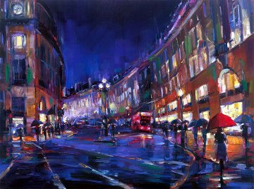 London Rain Embellished Limited Edition Print - Michael Flohr London Rain Embellished Limited Edition Print - Michael Flohr