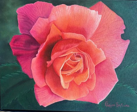 La Vie En Rose - Rose 2020 24x28 Original Painting - Claire Fontaine