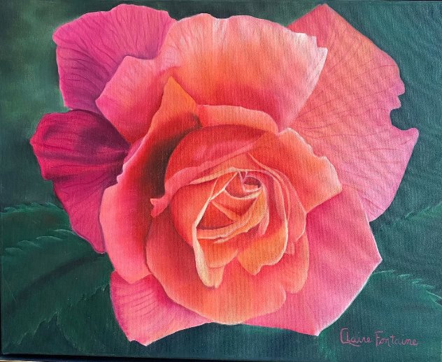 La Vie En Rose - Rose 2020 24x28 Original Painting by Claire Fontaine