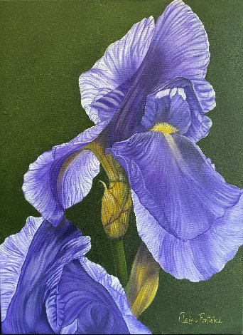 Vent Champêtre - Iris Versicolor 2020 32x26 Original Painting - Claire Fontaine