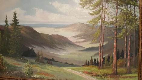 Adirondack Mountains 1968 36x57 Huge Original Painting - Caroll Forseth