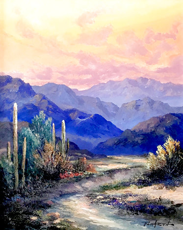 Desert Sunset 32x26 Original Painting - Caroll Forseth