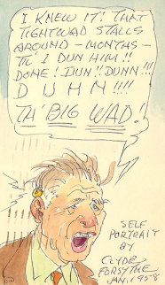 5 Self Portraits on Postcards 1958 Original Painting - Clyde Forsythe 5 Self Portraits on Postcards 1958 Original Painting - Clyde Forsythe