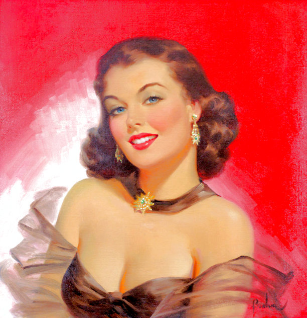 Woman Against Red 1950 26x26 Original Painting by Art Frahm