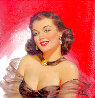Woman Against Red 1950 26x26 Original Painting by Art Frahm - 0
