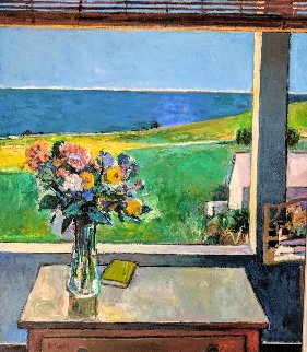 Flowers in a Glass Vase 49x41 Original Painting - Robert Frame Flowers in a Glass Vase 49x41 Original Painting - Robert Frame