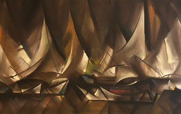 Sailboats 1964 32x55 Huge Original Painting - Ozz Franca Sailboats 1964 32x55 Huge Original Painting - Ozz Franca